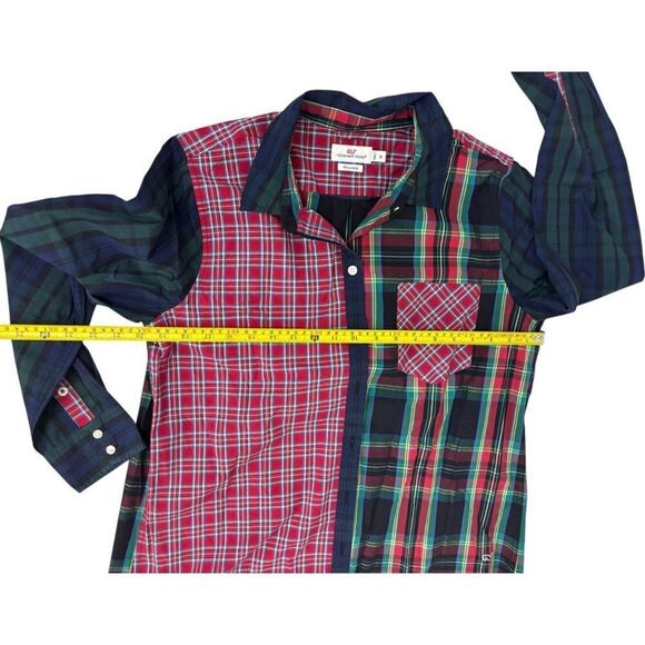 Vineyard Vines Womens Button Up Shirt 12 Multicolor Relaxed Fit Patchwork Plaid - Picture 9 of 10